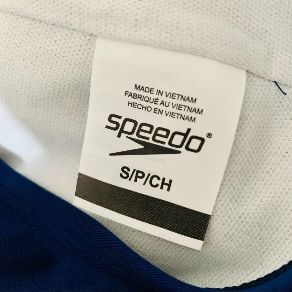 SPEEDO one piece halter swimsuit women blue minimalist beach padded size S